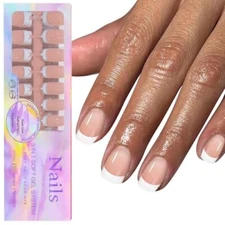 Gel French Tip Nails, 150pcs White French Tip Press Brown-S-Square-White French