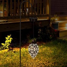 Moroccan Solar Hanging Metal Lantern Light Outdoor Garden Patio Porch Decoration