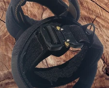 Black K9 Dog Collar Heavy Duty Metal Buckle Tactical Quick Release, 19-23 inches