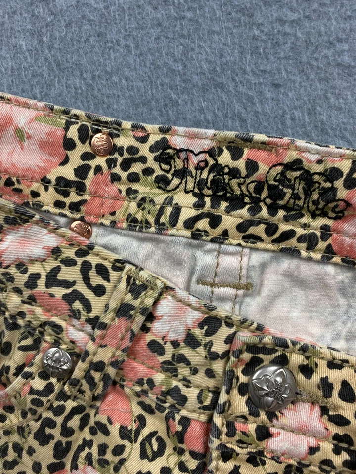 Женские шорты Miss Me размер 27 с цветочным гепардовым принтом саржа толстый шов - Изображение 4 из 4