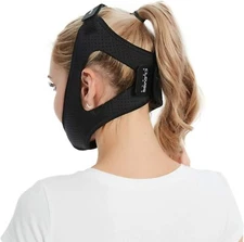 Anti Snoring Chin Strap for CPAP Users- Double Adjustable Snoring Solution Black
