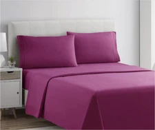 Clara Clark Microfiber 4 pc King Vivacious Magenta Sheets Allergy Free 1800