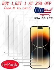 5 PACKS Tempered Glass Screen Protector for iPhone 14 13 12 11 PRO MAX 8 SE LOT