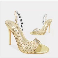 Lady Open Toe High Heels Party Dress Shoes Blingbling Rhinestone Party Stilettos