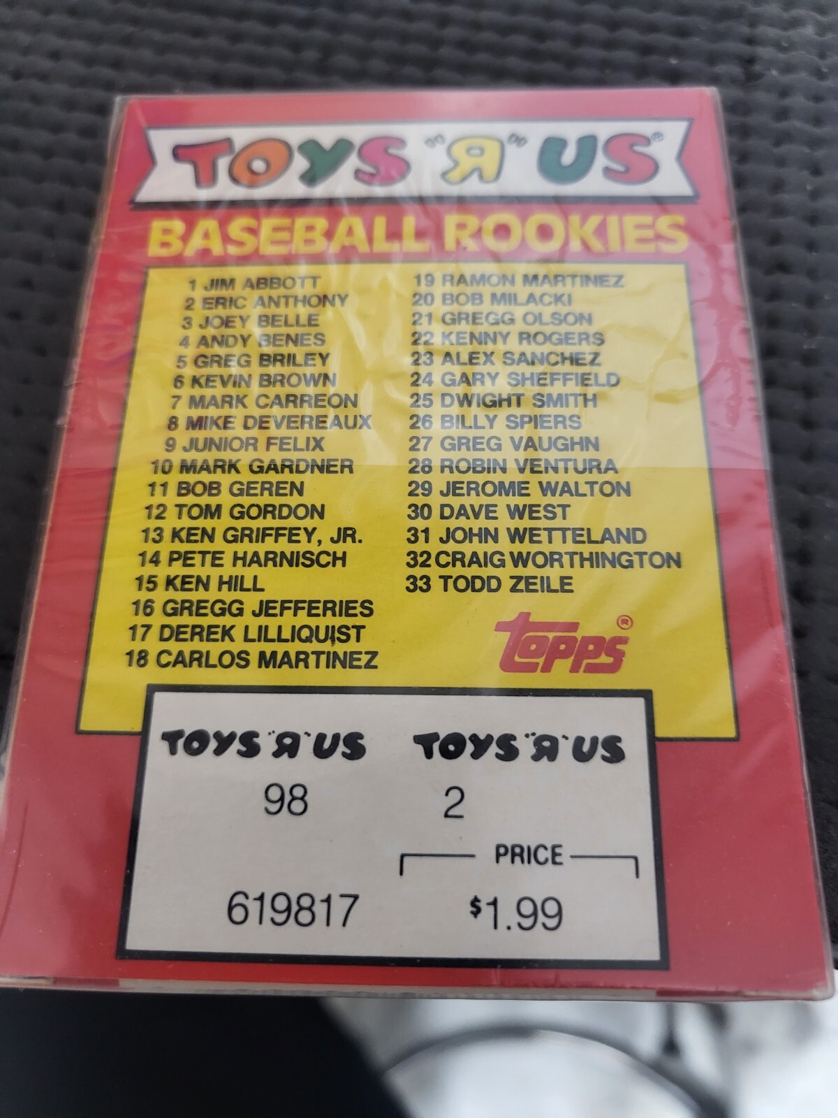 Toys "R" US 1990 Topps Baseball Rookies 33 Card Collectors Set Ken Griffey Jr. eBay