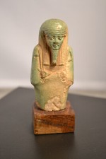 Ancient Egyptian Hand-Carved Faience Glazed Ushabti Figure