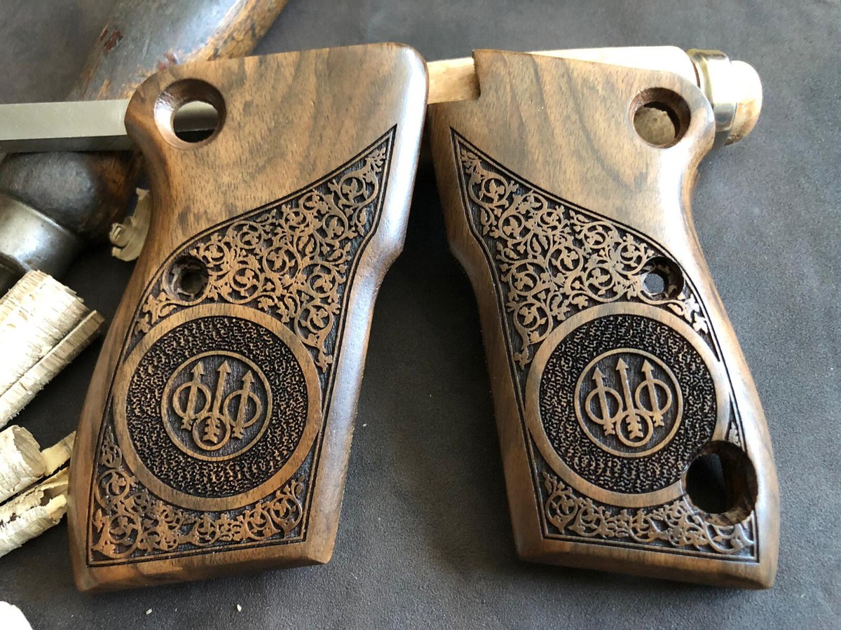 Beretta Model 1951 Turkish Walnut Wood Grips. Floral. Fits The