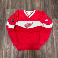 VTG Detroit Red Wings Sweatshirt Men's Medium Red Embroidered 90s Apex One