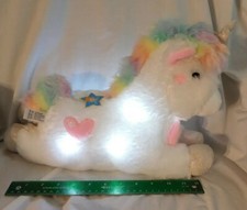 15" Glow Brights White Unicorn Plush Lights Sound FAO Schwarz Pretty Pastel Mane