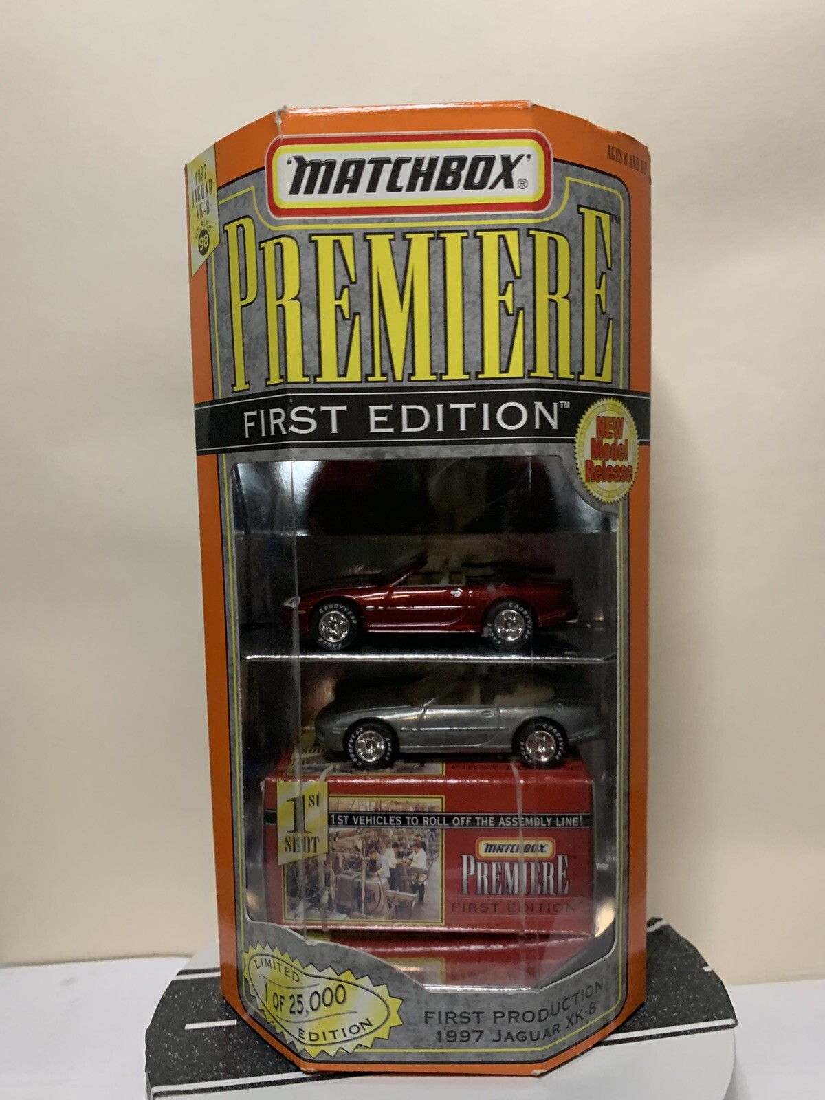 Matchbox Premiere First Edition 2-Pack Set - 1997 Jaguar XK-8 Dark Red/Gray NIP
