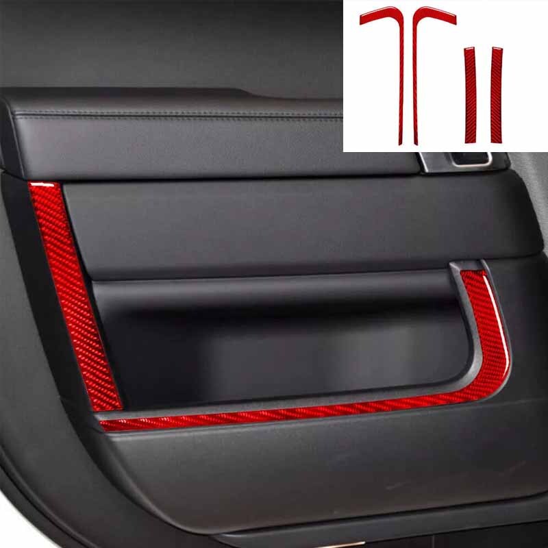 Interior Front Door Panel Strip Trim For Land Rover Range Rover Carbon Fiber Red