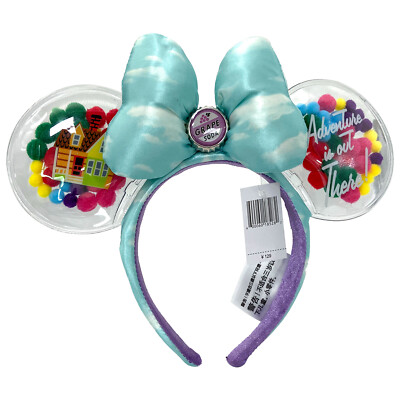 Disney- Parks Pixar UP Grape Soda Cap Balloons Mickey Minnie Ears Bow Headband