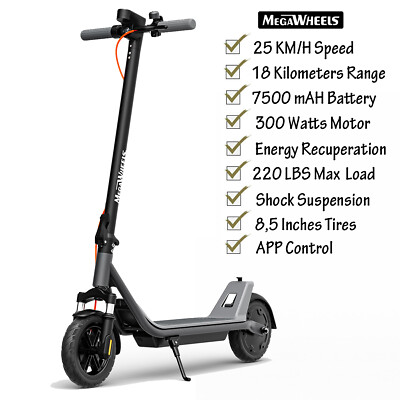 Electric Scooter for Teens 300W 7.5AH Foldable E-Scooter W/ Front Suspension+APP