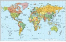 50" X 32" World Wall Map Poster Laminated Signature Edition Rand McNally NEW