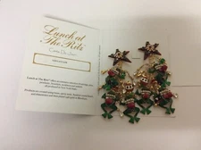 Lunch At The Ritz Couture Mistletoads Clip-on Earrings With Original Card