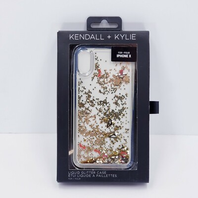 Kendall Kylie IPhone X Liquid Glitter Case Shoes Hangers Amd Hearts Brand New