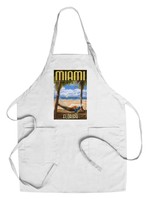 Miami, Fl - Palms & Hammock - Lp Artwork (cotton/polyester Chef's Apron) Miami, Fl - Palms & Hammock - Lp Artwork (cotton/polyester Chef's Apron)