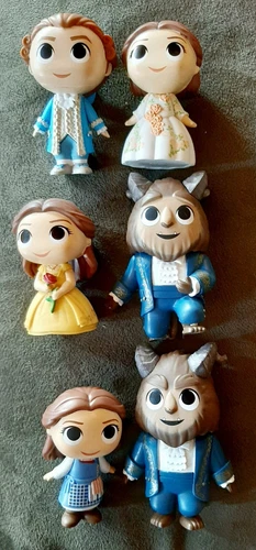 6 Disney Funko Mystery Minis  Beauty and the Beast all Different NR 3" VGC Loose