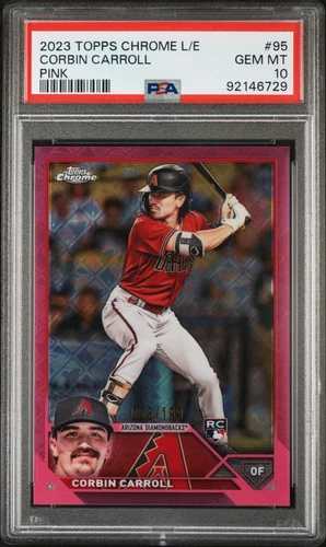 Corbin Carroll 2023 Topps Chrome Logofractor #95 PINK Refractor RC /199 PSA 10