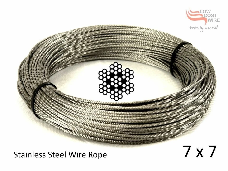 316 Grade Stainless Steel 0.6mm 49 Strand Wire 50 lbs-f Fishing Trace 40M