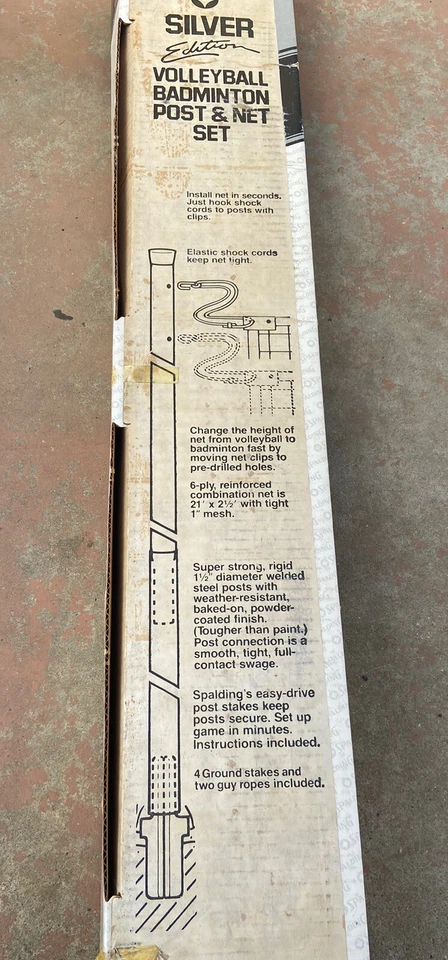 Juego de postes de bádminton de voleibol Spaulding de colección y red de tensión edición plateada acero Foto 3 de 4