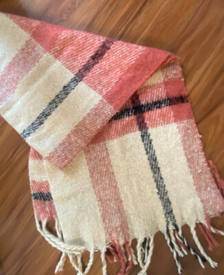 LC Lauren Conrad Cozy Soft Warm Plaid Blanket Scarf Pink Cream Gray Black  NWT