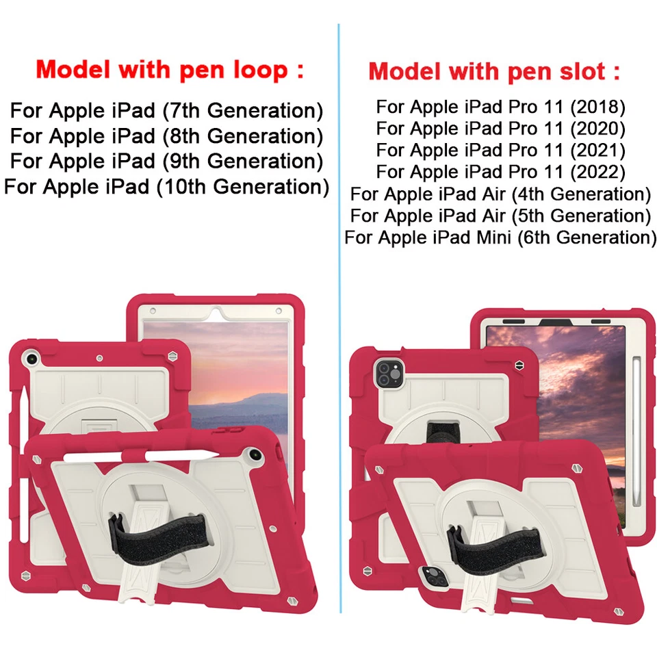 For iPad 7th/8th/9th/10th/11th A16 Gen 360 Rotating Rugged Stand Case Kids Gift - Image 2 of 4