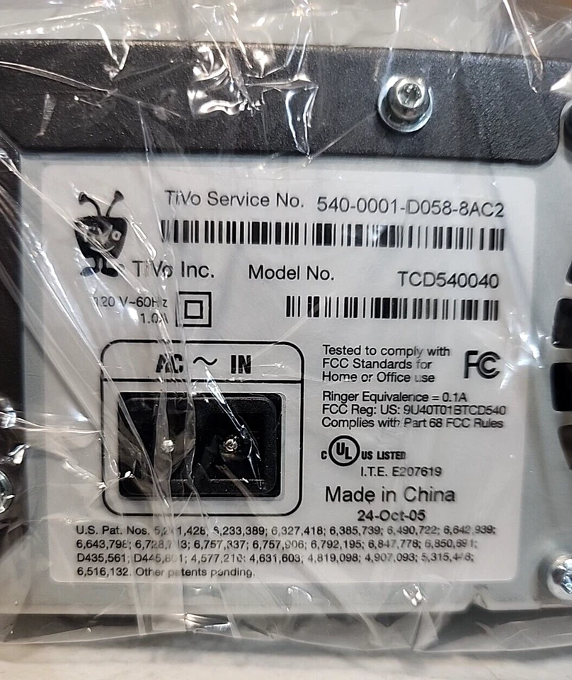 NEW TiVo Series 2 Model TCD540040 DVR Remote & cables REPLACEMENT or PARTS - Image 3 of 4