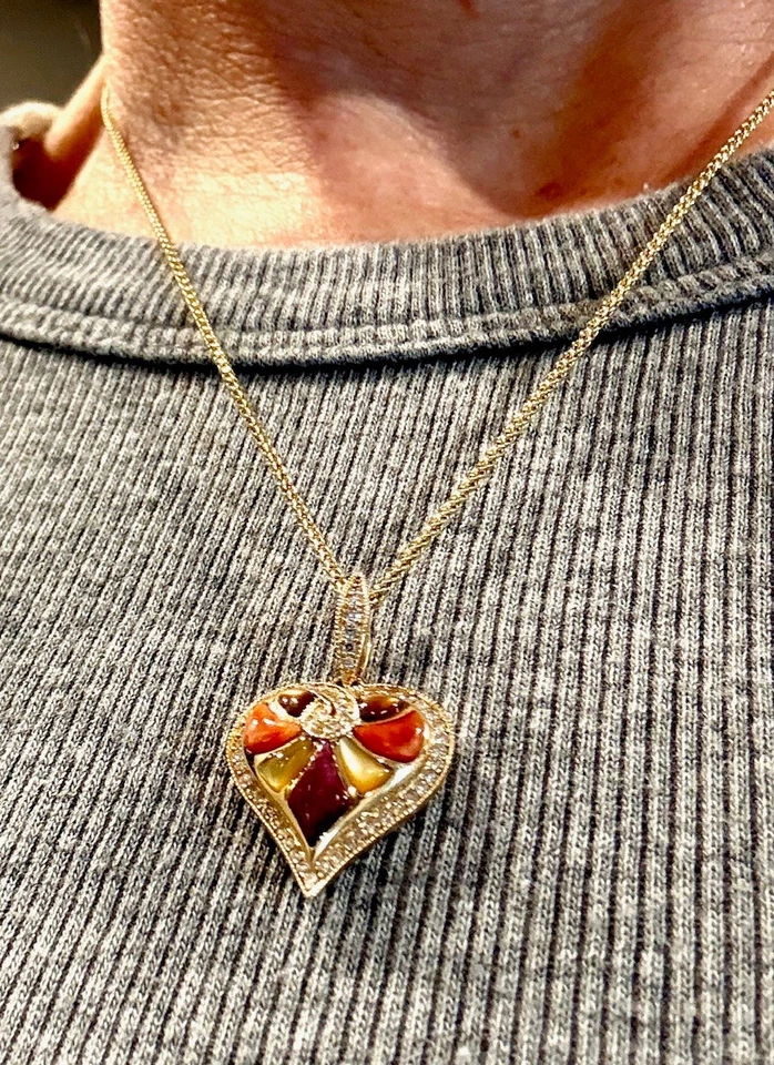 Precioso! Collar Corazón Diamante Oro 14k 18" .32CTW 8.7 gm ¡y Caja Original! Foto 3 de 4