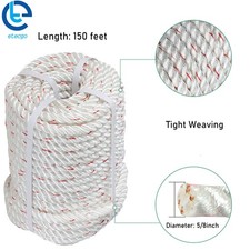 8900Lbs Double Braid Polyester Arborist Bull Rope Pulling Rigging Line 5/8" 150'