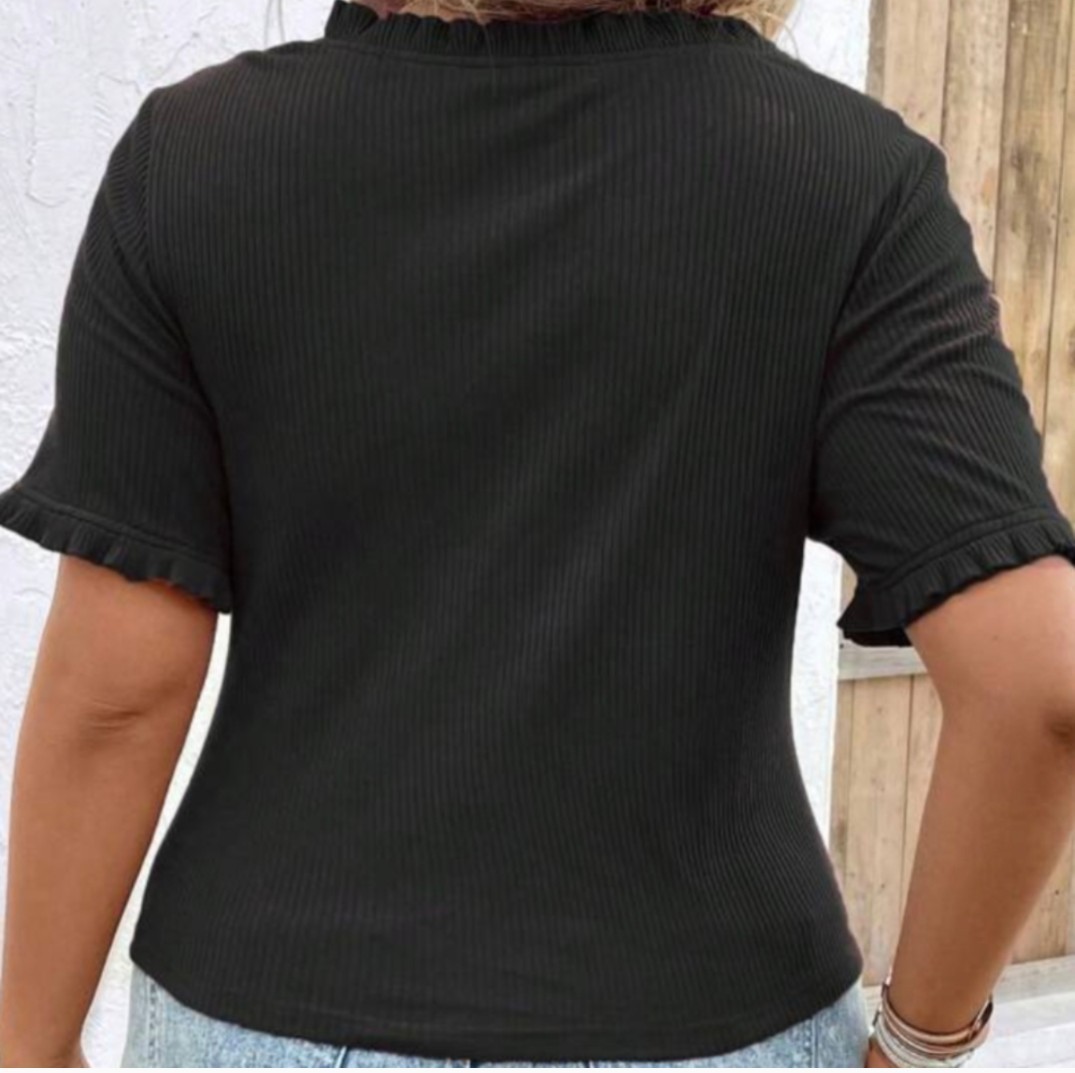 SHEIN LUNE Plus Frill Trim Button Front Tee - image 2