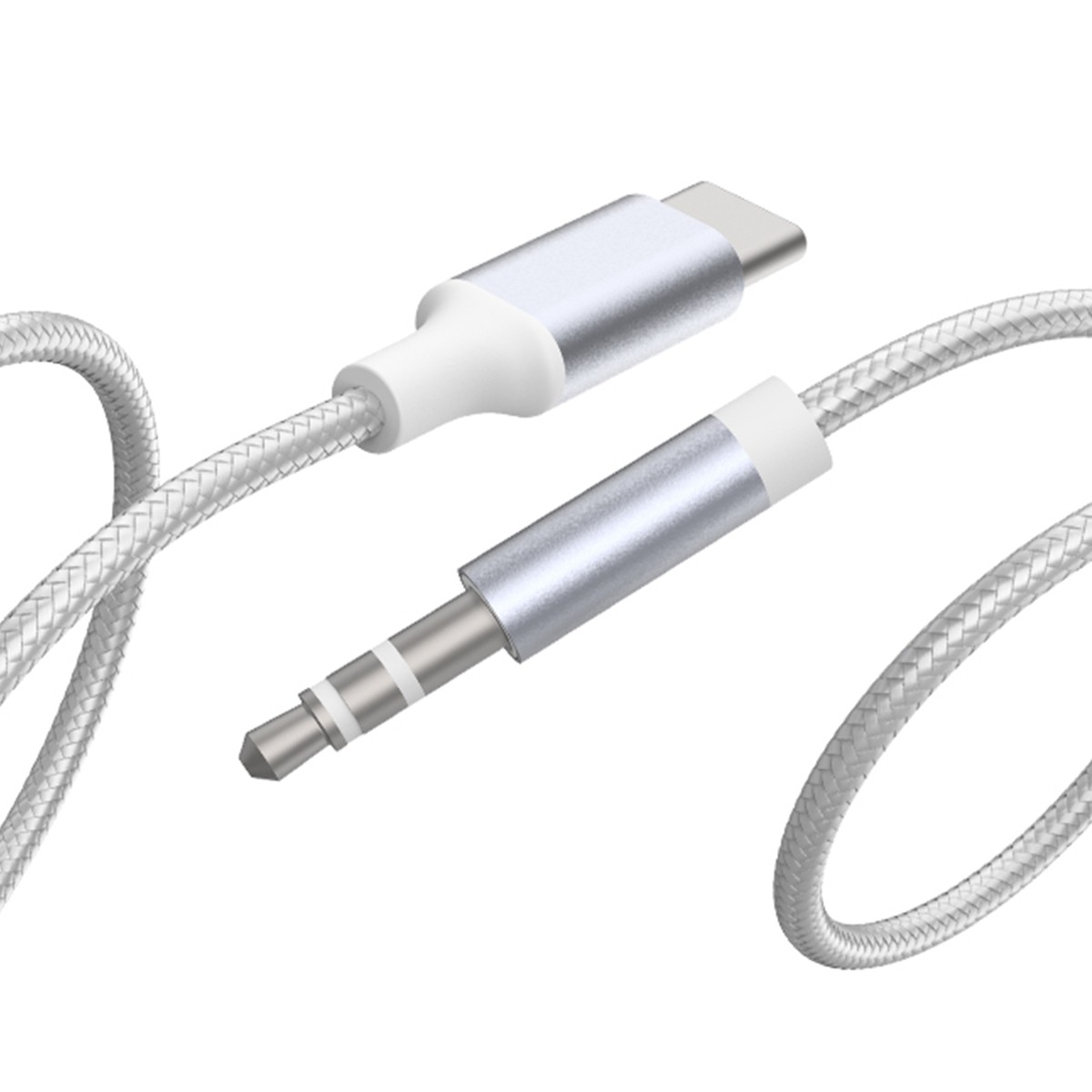 Câble USB-C vers Jack 3.5mm avec embouts plaqués or et nylon tressé blindé