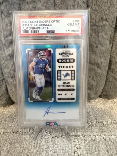 Aidan Hutchinson [Rookie Ticket Autograph Teal] #102 2022 Panini Contenders Optic card