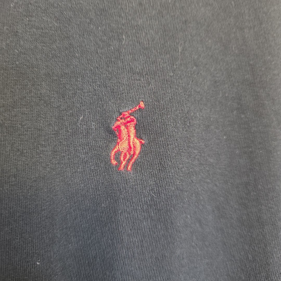 Polo Ralph Lauren uomo maglietta manica lunga nera taglia grande rosso pony