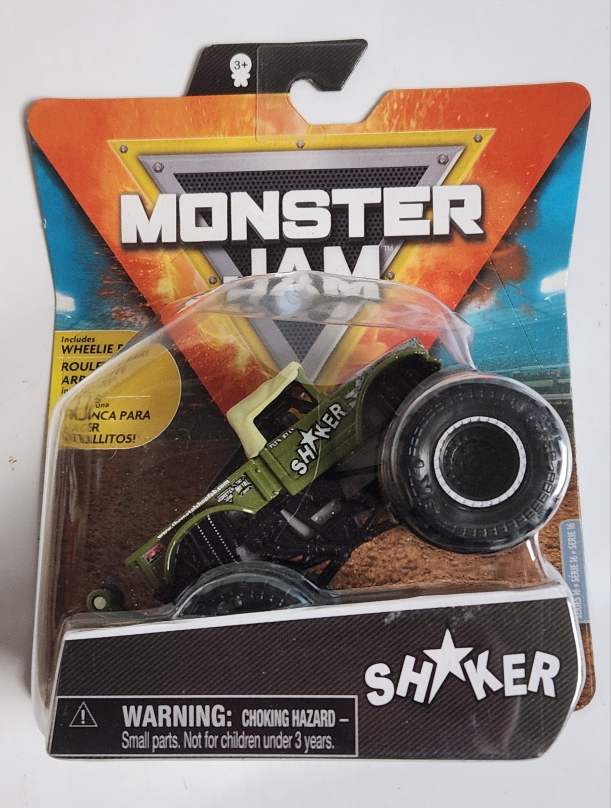 Monster Jam SAIGON SHAKER Series 16 WHEELIE BAR 1/64 2021 Spin Master MILITARY