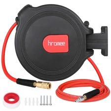 Hromee Air Compressor Hose Reel with Automatic Retractable Enclosed 3/8 Inch ...