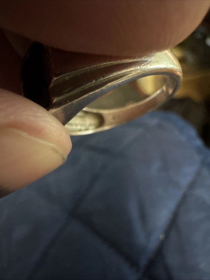 Vintage Masculino 925 Prata Esterlina 11,25 Anel Ônix Preto CZ 11 CI Tamanho 10,5 - Imagem 3 de 4