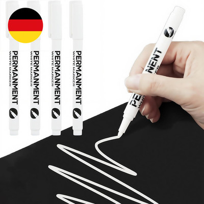 4 Stück Permanent Marker Weiß, Acrylstifte Wasserfester Stift, 2,0 mm Fadenbreit