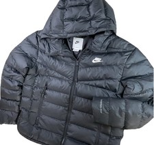 Nike Jacket Puffer Coat Therma Fit Swoosh Women Sz M Black White DH4073-010