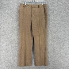 Chaps Dress Pants Women 12 Brown Wool Lined High Rise Pleated Straight Pockets