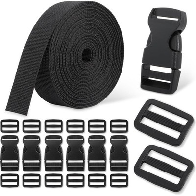 6 Yards 1 Inch Polyester Webbing Strap Kit with 6 Quick Release Buckles & 12