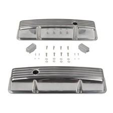 Polished Finned Aluminum Tall Valve Cover For 1958-86 Sbc Small Block Chevy 350