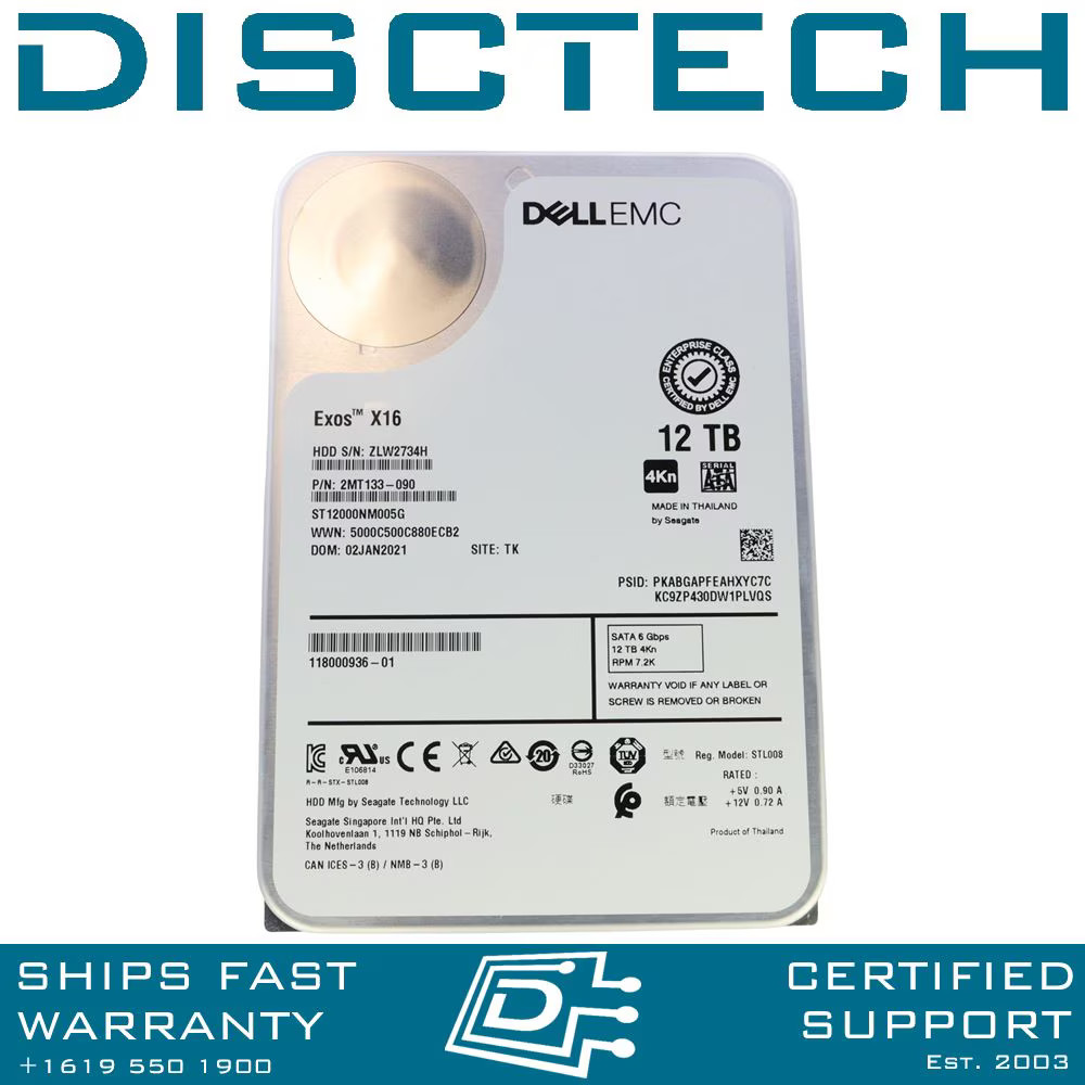 Seagate Exos X16 ST12000NM005G 12TB 4Kn SED-ISE SATA 6Gbps 7.2K