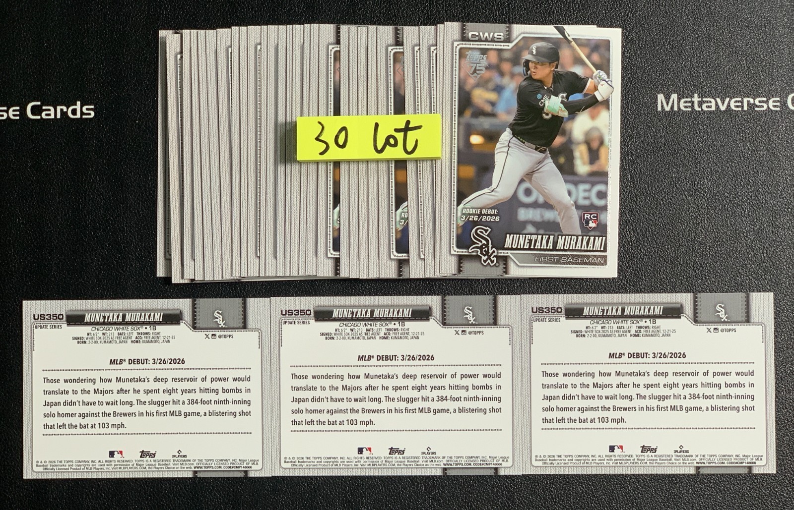 2026 Topps Update Series Munetaka Murakami Debut RC Rookie Base Lot*30 ...