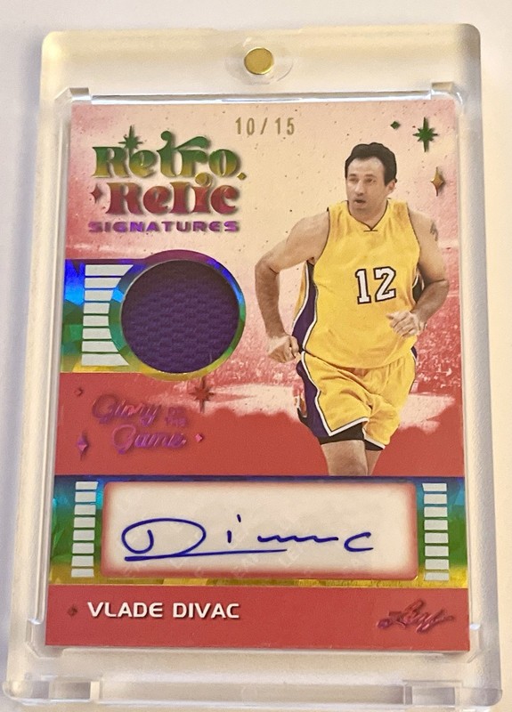 2025 Leaf Retro Relic Vlade Divac Game Used Jersey Auto #d 10/15 HOF Legend