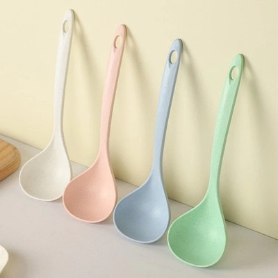 Wheat Straw Soup Spoon Long Handle Eco Friendly Rice Ladle Kitchen Spoon