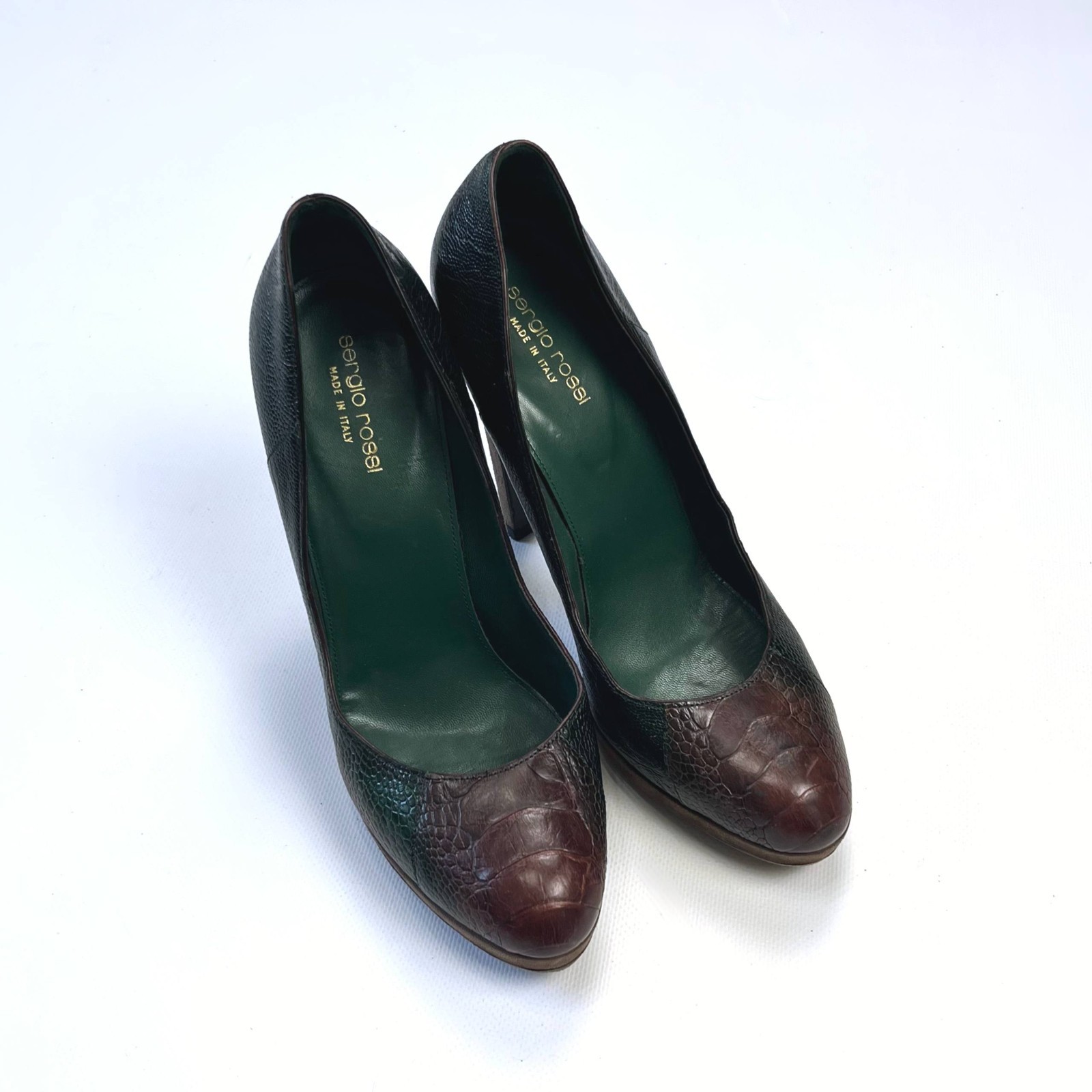 Sergio Rossi Python Round Toe Platform Pumps Size… - image 5