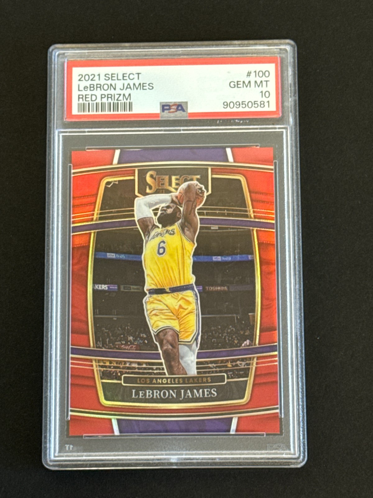 Lebron James 2021-22 Select Concourse Red Prizm #ed 64/199  PSA 10