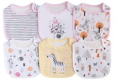 6 Pack Waterproof Cotton Baby Bibs for Girls Boys for Drooling Eating with Ad...