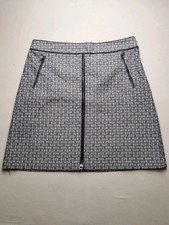 TORY BURCH Womens UK 12 Chaumont Jacquard A-Line Gemini Link Skirt VGC Grey Zip